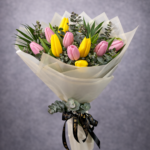 Pink & Yellow Tulip Bouquet | Pembe ve Sarı Lale Buketi | Derin Flowers