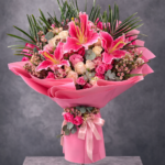 Pink Majesty Lily & Rose Buket