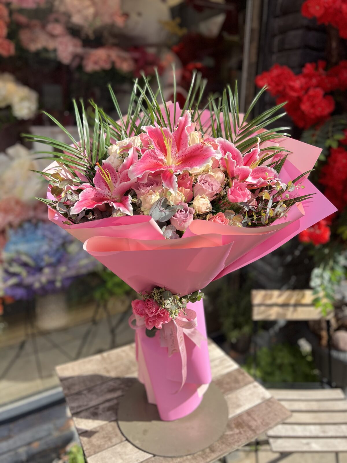 Pink Majesty Lily & Rose Buket - Görsel 2