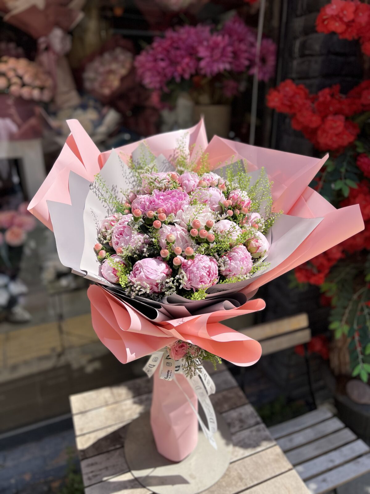 20 Şakayık Buketi – Premium Kokulu Pembe Şakayık Tasarımı - Görsel 3